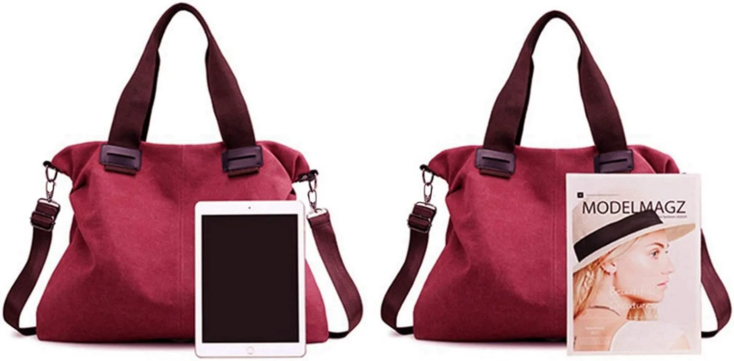 Sunshinejing Women's Canvas Tote Bag Shoulder Crossbody Purses Work Travel Handbag Hobo Bag