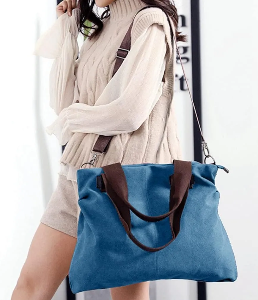 Sunshinejing Women's Canvas Tote Bag Shoulder Crossbody Purses Work Travel Handbag Hobo Bag