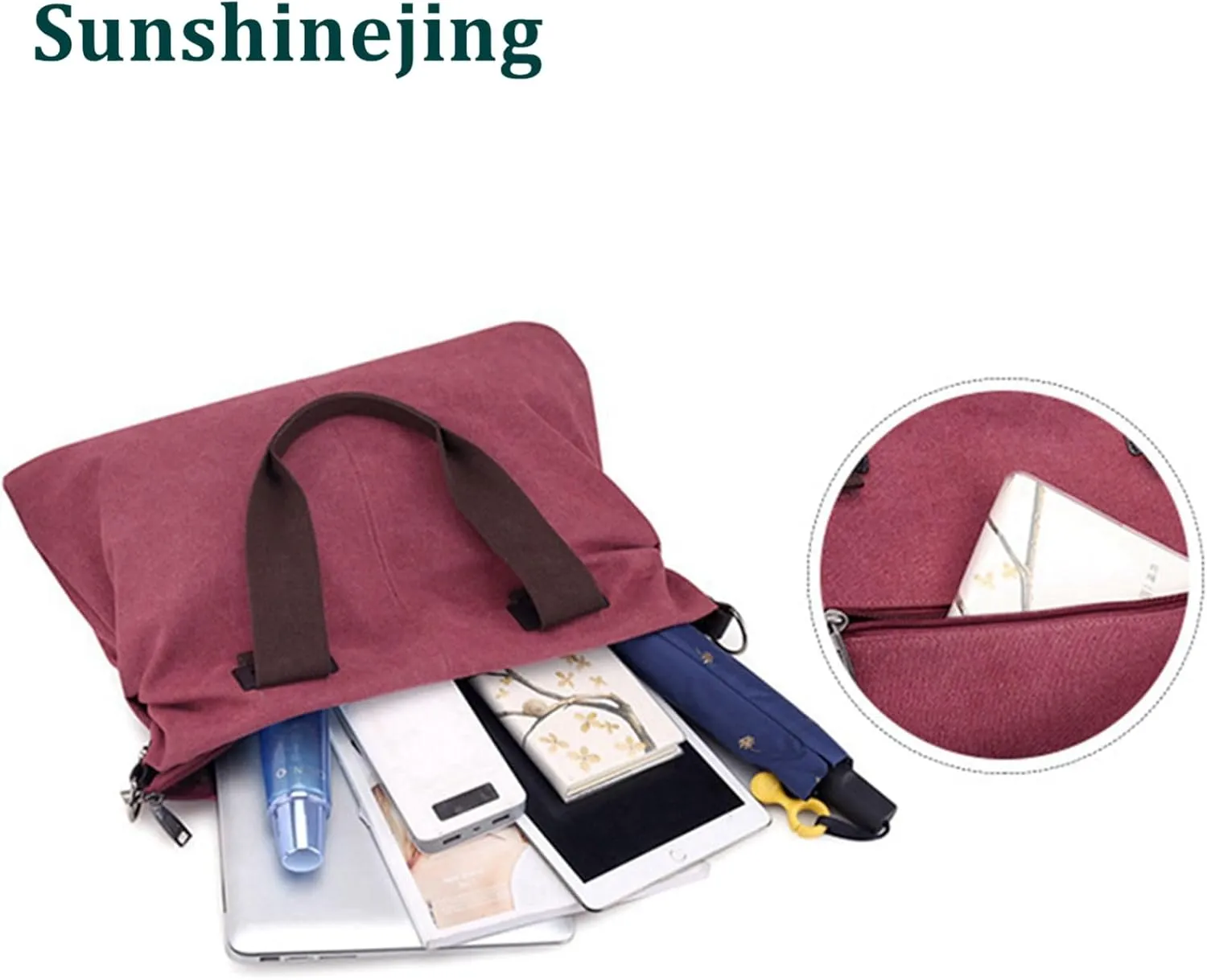 Sunshinejing Women's Canvas Tote Bag Shoulder Crossbody Purses Work Travel Handbag Hobo Bag