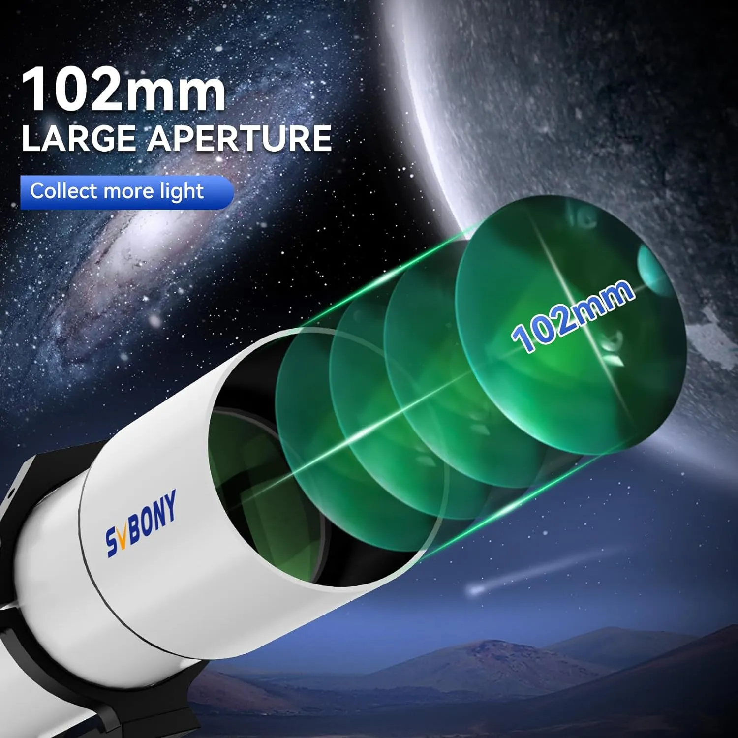 SVBONY SV48P Telescope for Adults high Powered, 102mm Large Aperture F6.5 Refractor OTA for Adults Beginner Astronomer, Astronomical Telescope for Observation of Deep Space Celestial Objective