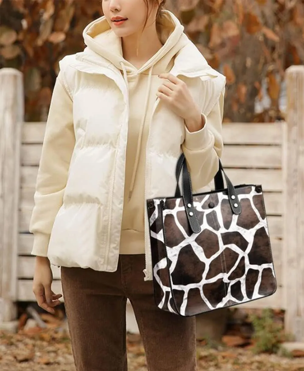 Synthetic PU Leather Tote for Women Satchel Crossbody Hobo Handbags Shoulder Leopard Print Simple Package-Deer pattern