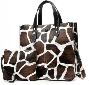 Synthetic PU Leather Tote for Women Satchel Crossbody Hobo Handbags Shoulder Leopard Print Simple Package-Deer pattern