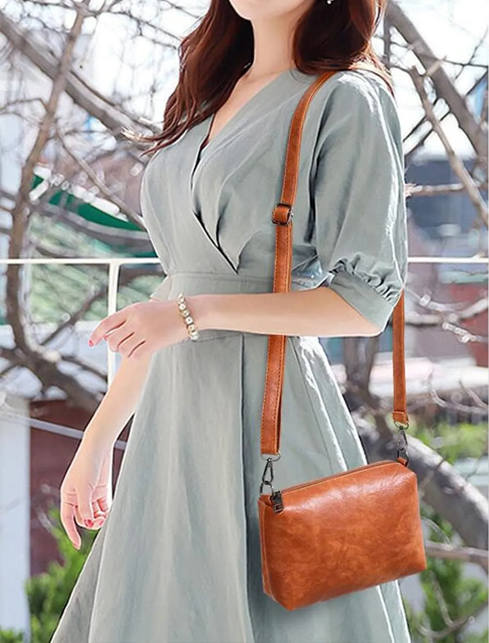 Synthetic PU Leather Tote for Women Simple One-shoulder Portable Messenger Crossbody Hobo Bags 3-piece Set