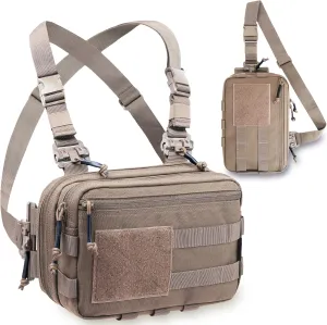 Tactical Chest Rig Bag Concealed Carry CCW Pack Molle Pouch IFAK EMT Medical Organizer for Outdoor Hunting Shooting Hiking with Quick Release Harness