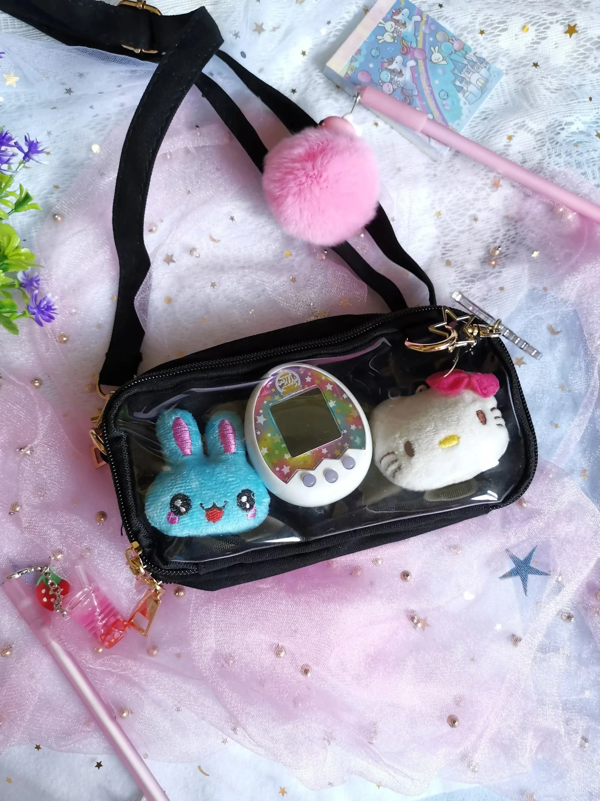 Tamagotchi Purse with clear compartment