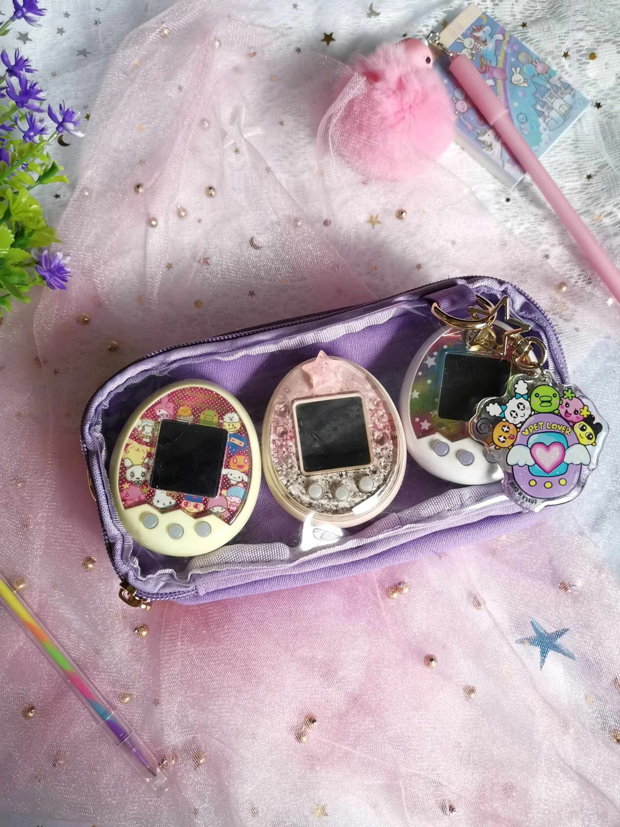 Tamagotchi Purse with clear compartment