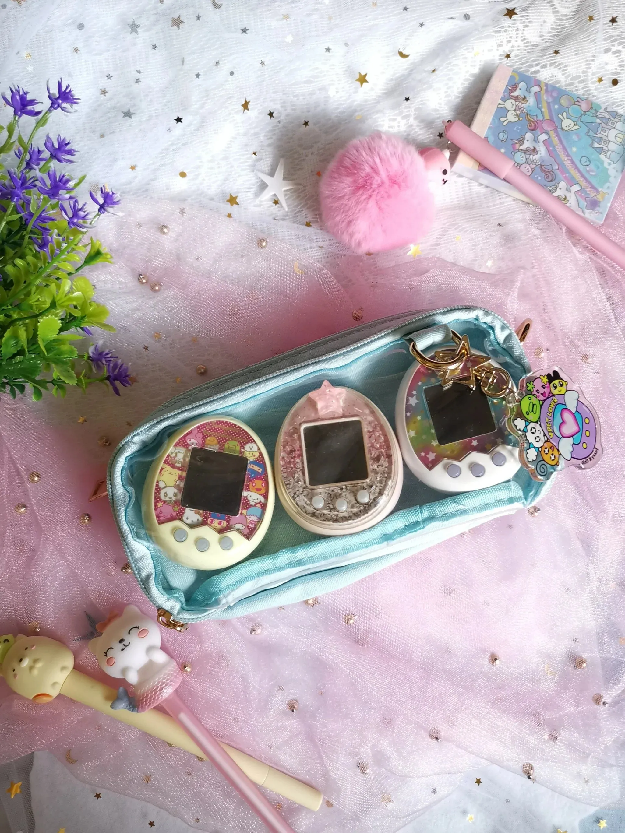 Tamagotchi Purse with clear compartment