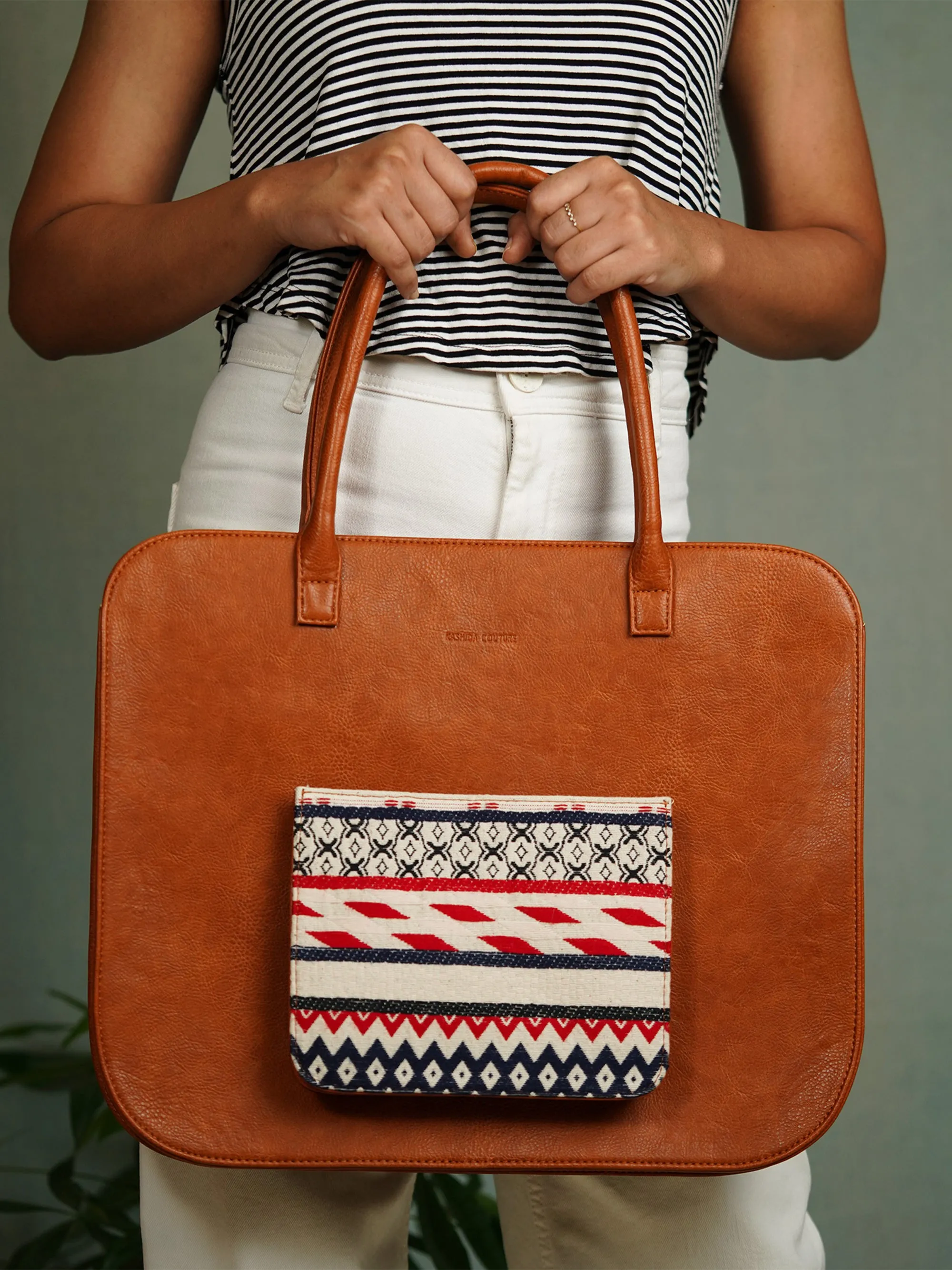 Tan Handcrafted Beatrice Laptop Bag