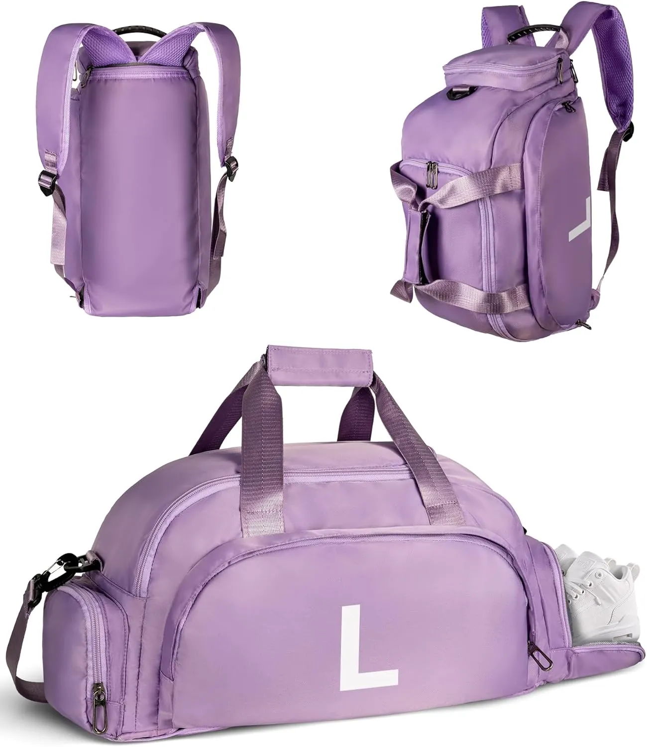 Teenager Girl Gifts Ideas, Initial Gym Bags with Shoe Compartment, Personalized Girl Duffel Bag, Monogram Kid Overnight Bags, Teen Weekend Bag-Thoughtful Gift Idea for Her(Letter L)