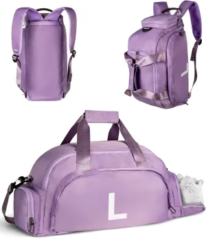 Teenager Girl Gifts Ideas, Initial Gym Bags with Shoe Compartment, Personalized Girl Duffel Bag, Monogram Kid Overnight Bags, Teen Weekend Bag-Thoughtful Gift Idea for Her(Letter L)