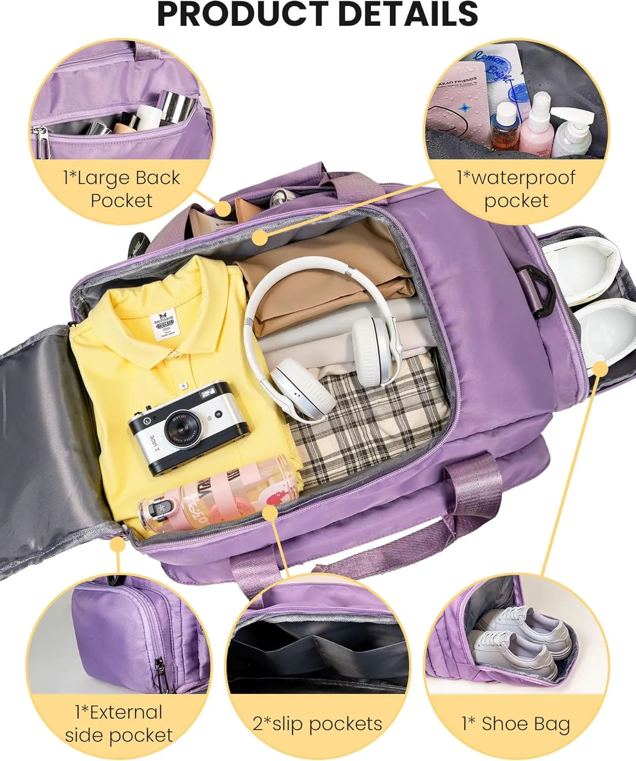 Teenager Girl Gifts Ideas, Initial Gym Bags with Shoe Compartment, Personalized Girl Duffel Bag, Monogram Kid Overnight Bags, Teen Weekend Bag-Thoughtful Gift Idea for Her(Letter L)