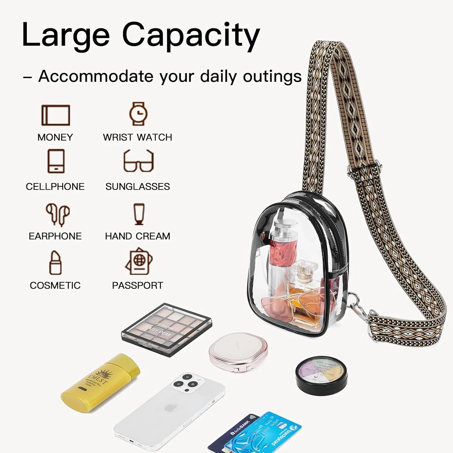 Telena Clear Bag for Stadium Events Women's Clear Purses for Women Stadium Crossbody Bag