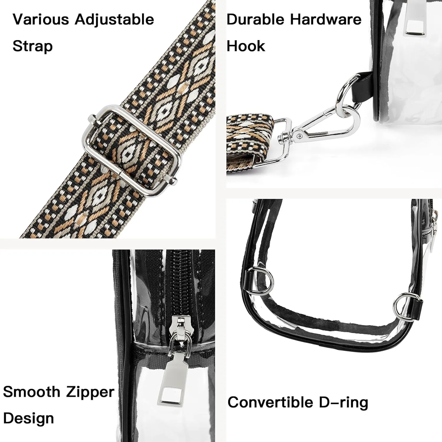 Telena Clear Bag for Stadium Events Women's Clear Purses for Women Stadium Crossbody Bag
