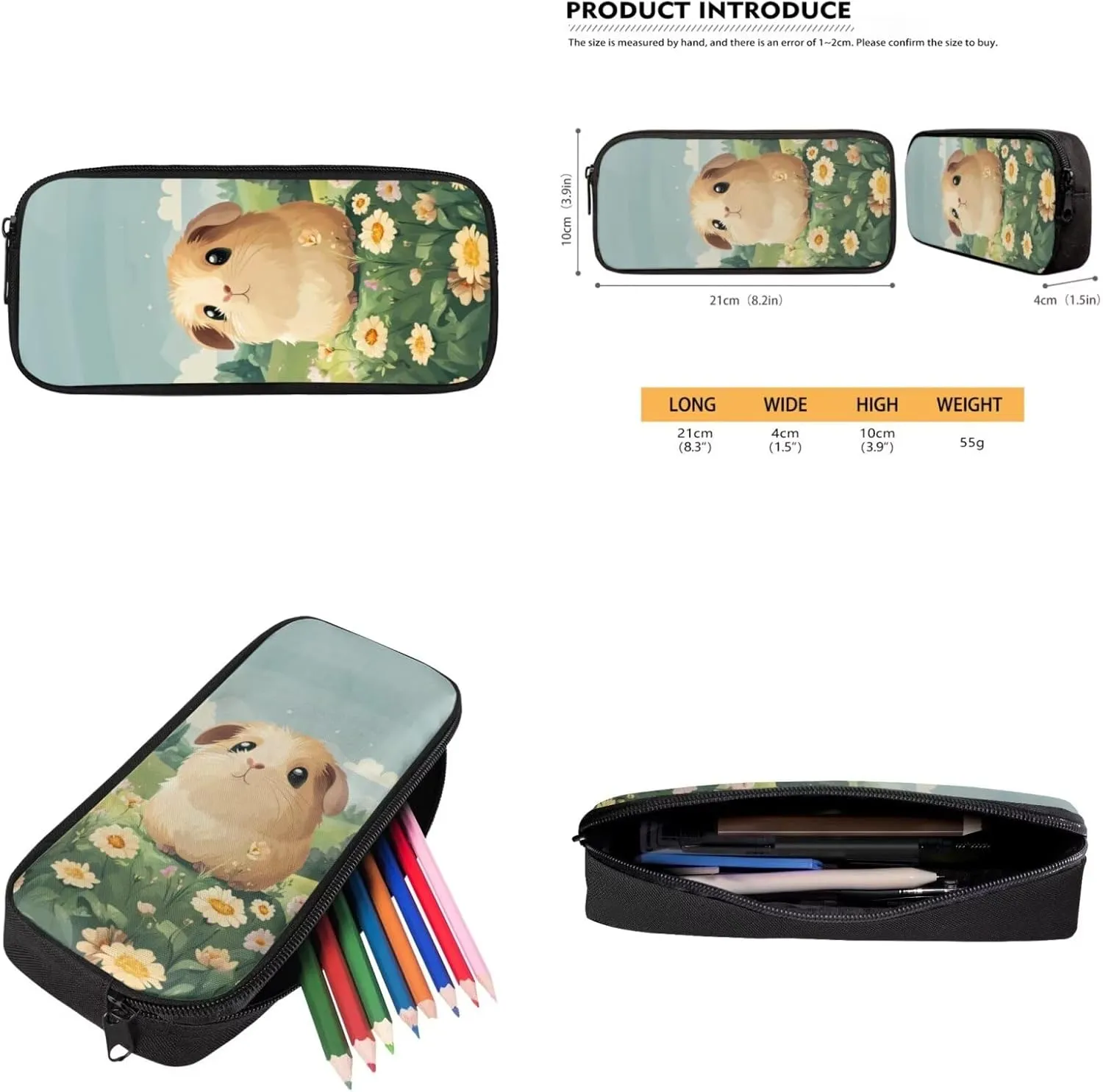 TODIYADDU Blue Floral Bookbag for Girls with Lunch Box Keychain and Zipper Clouser Pencil Case for Boys Kids 6th Grade Copybara School Bag Big Capacity 4 in 1 Backpack for 10-12 Years
