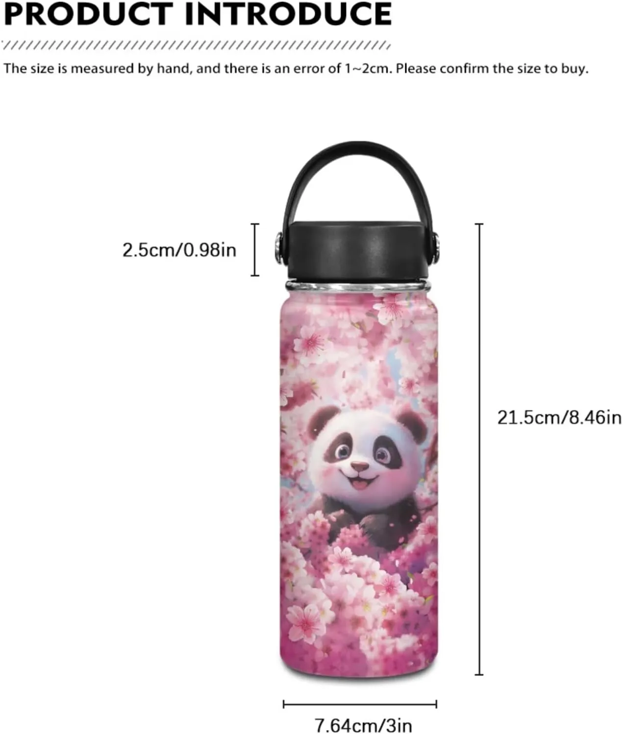 TODIYADDU Pink Fun Panda Backpack for Girls Kids Bookbag with Lunch Box Water Bottle Pouch, and Insulated Water Bottle Boys 4 PCS Lightweight Elementary Middle School Bag for 5th Grade Kids