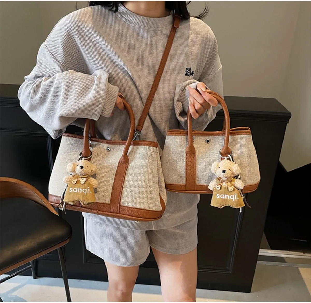 Top Handle Handbags for Women, Ladies Tote Shoulder Bag Simple Canvas Satchel