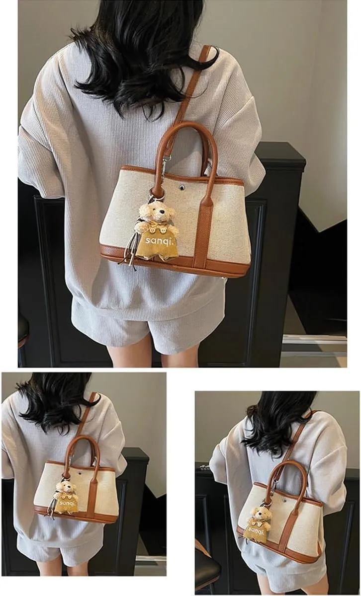 Top Handle Handbags for Women, Ladies Tote Shoulder Bag Simple Canvas Satchel
