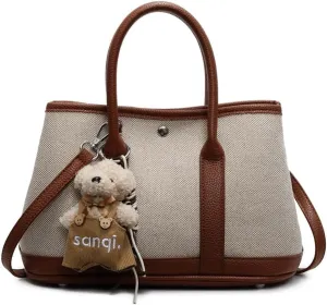 Top Handle Handbags for Women, Ladies Tote Shoulder Bag Simple Canvas Satchel