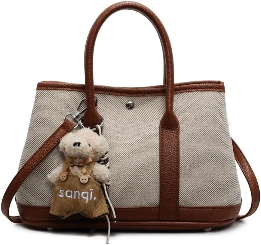 Top Handle Handbags for Women, Ladies Tote Shoulder Bag Simple Canvas Satchel