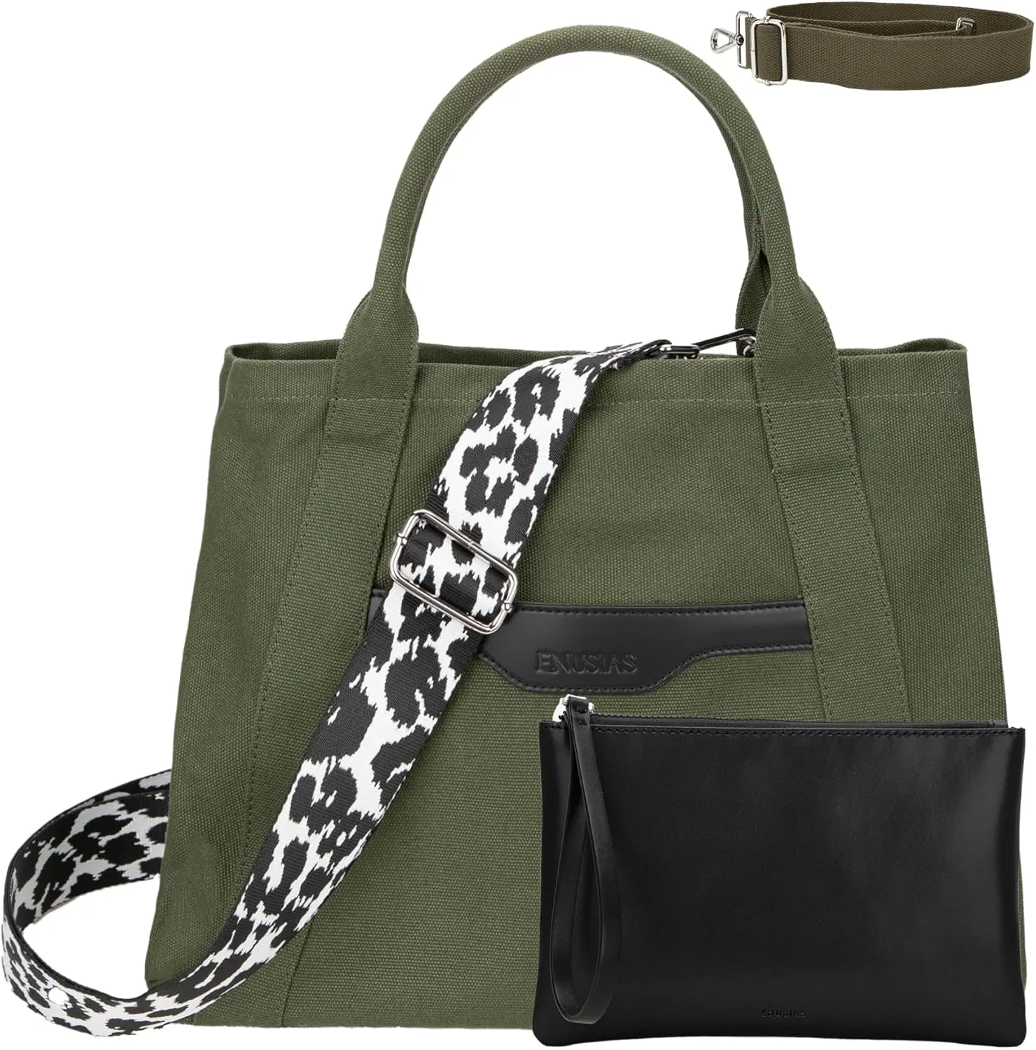 Tote Bag for Women Canvas Zip Top Handle Women's Handbag Multi Pockets Travel Crossbody Shoulder Bag
