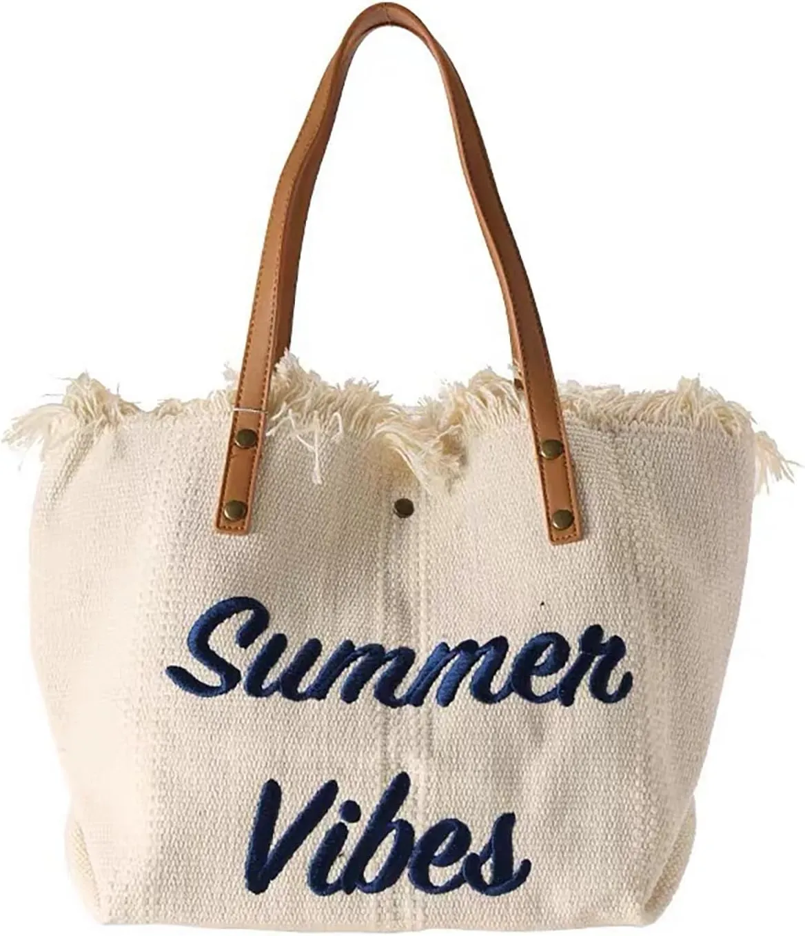 Tote handbag large capacity canvas women's shoulder bag beach bag tassel embroidery niche design temperament (write)