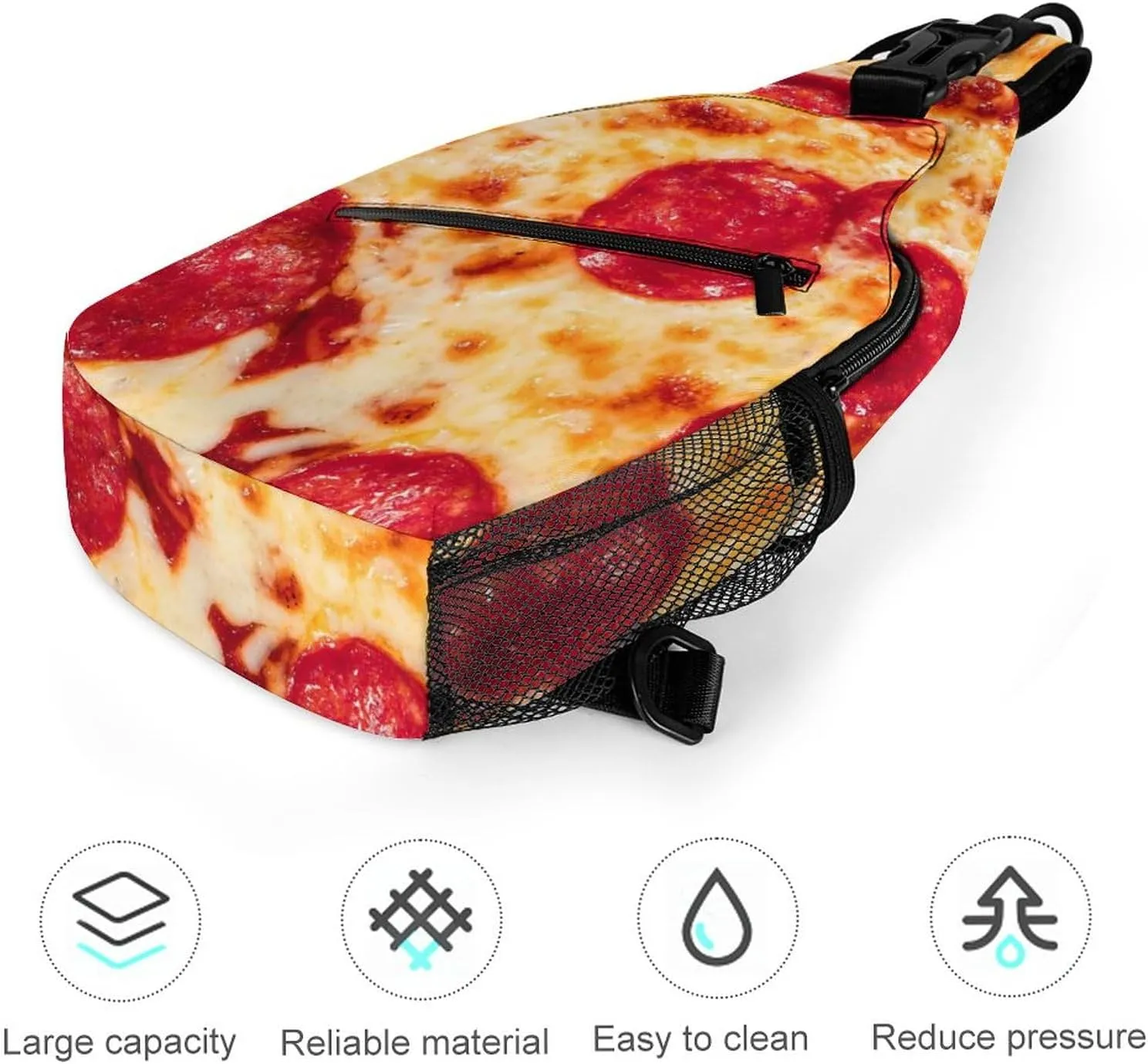 Traditional Pepperoni Pizza Sling Bag for Women Men Tasty Handma