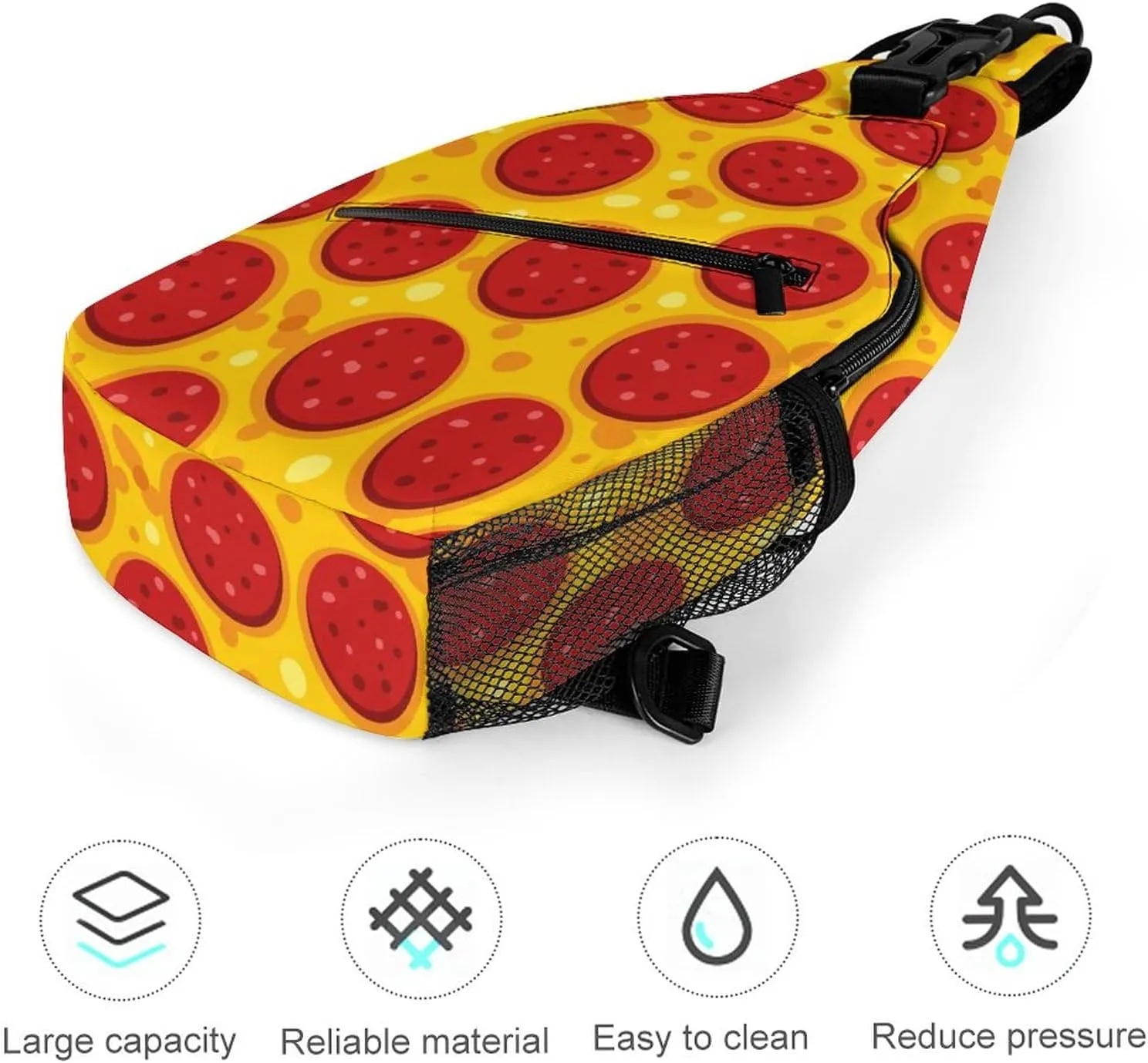 Traditional Pepperoni Pizza Sling Bag for Women Men Tasty Handma