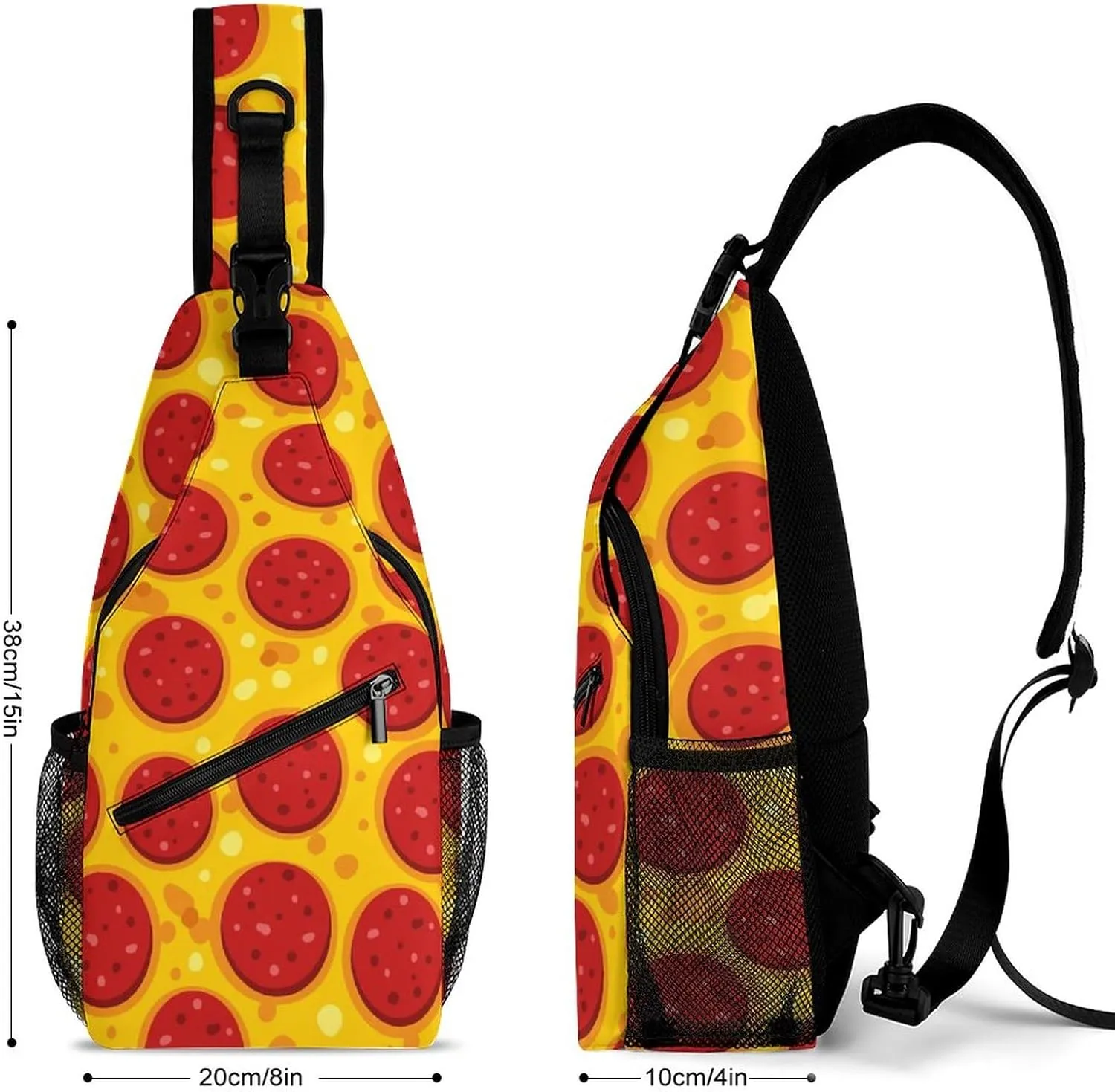 Traditional Pepperoni Pizza Sling Bag for Women Men Tasty Handma