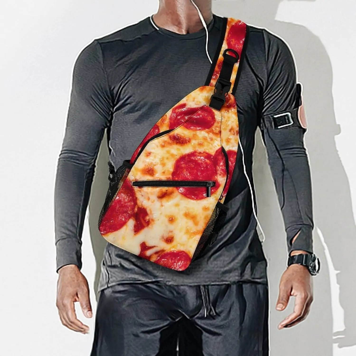 Traditional Pepperoni Pizza Sling Bag for Women Men Tasty Handma