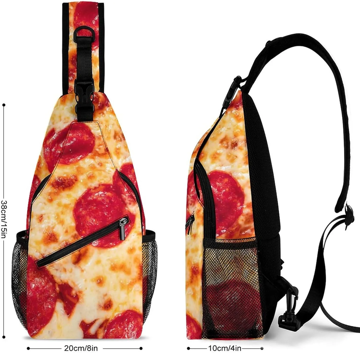 Traditional Pepperoni Pizza Sling Bag for Women Men Tasty Handma