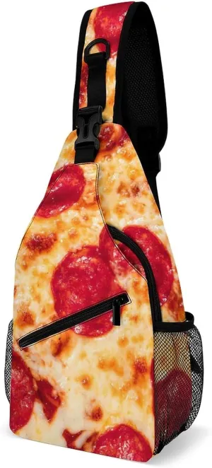 Traditional Pepperoni Pizza Sling Bag for Women Men Tasty Handma