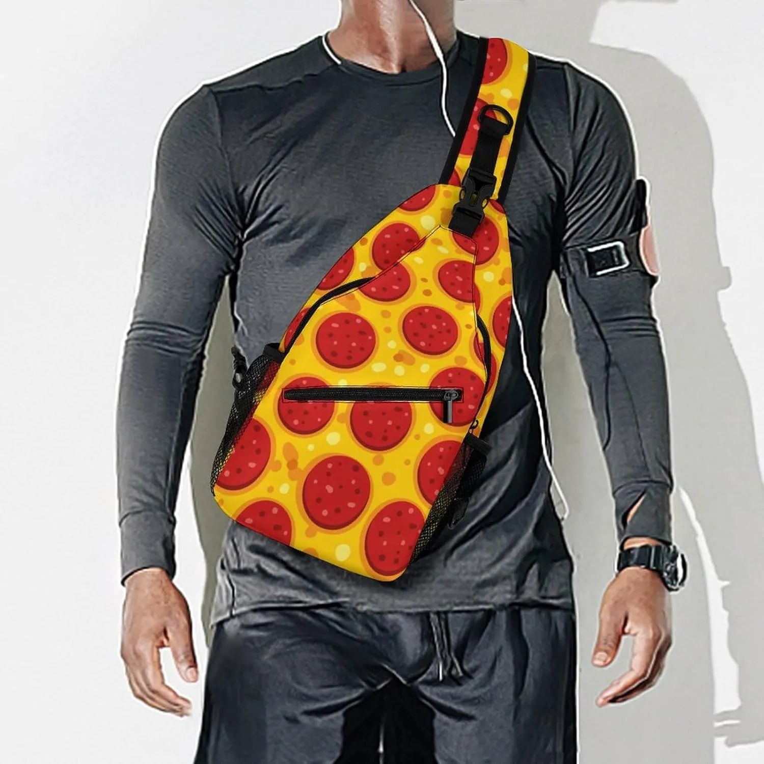 Traditional Pepperoni Pizza Sling Bag for Women Men Tasty Handma