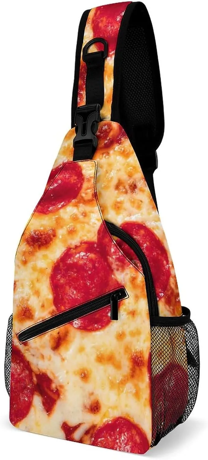 Traditional Pepperoni Pizza Sling Bag for Women Men Tasty Handma