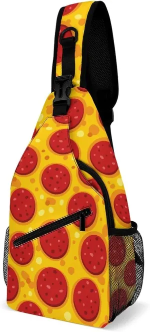 Traditional Pepperoni Pizza Sling Bag for Women Men Tasty Handma