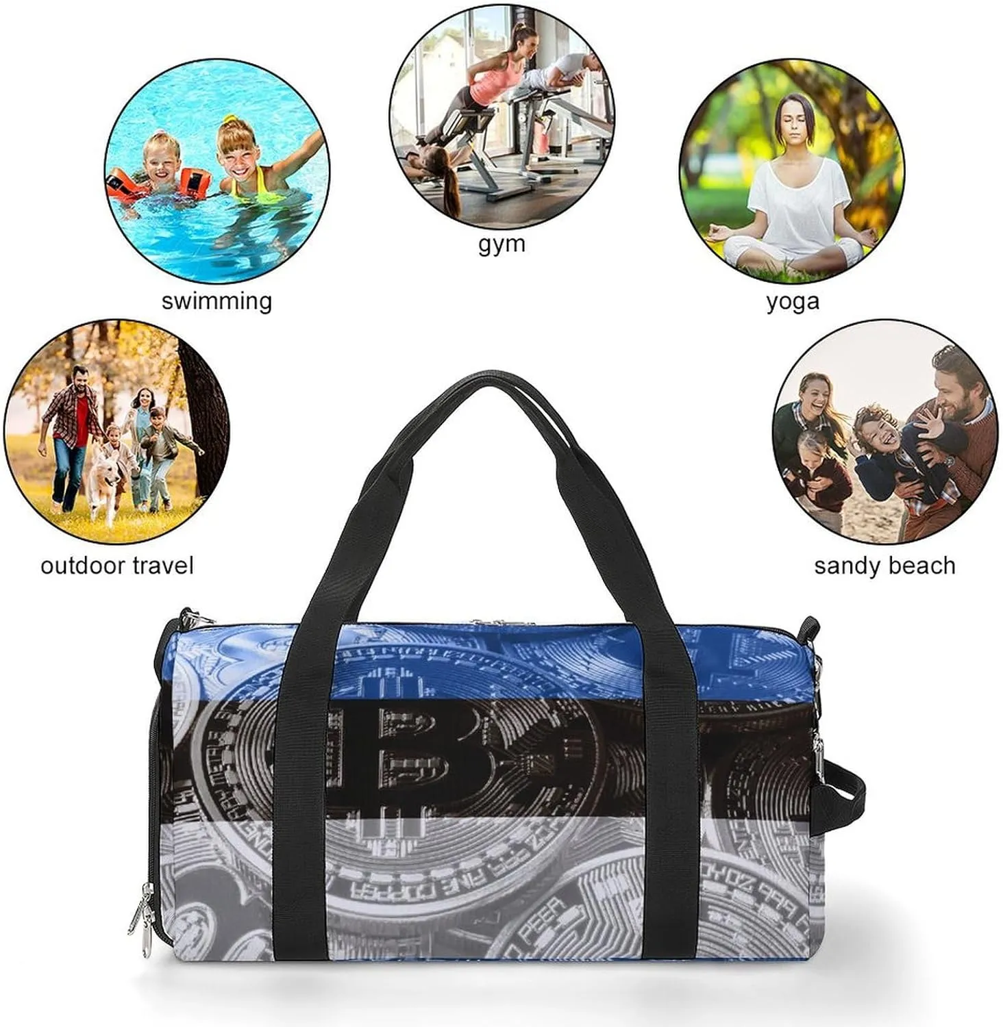 Travel Duffel with Estonia Flag Bitcoin Shoe Compartment for Gym Beach and Sports