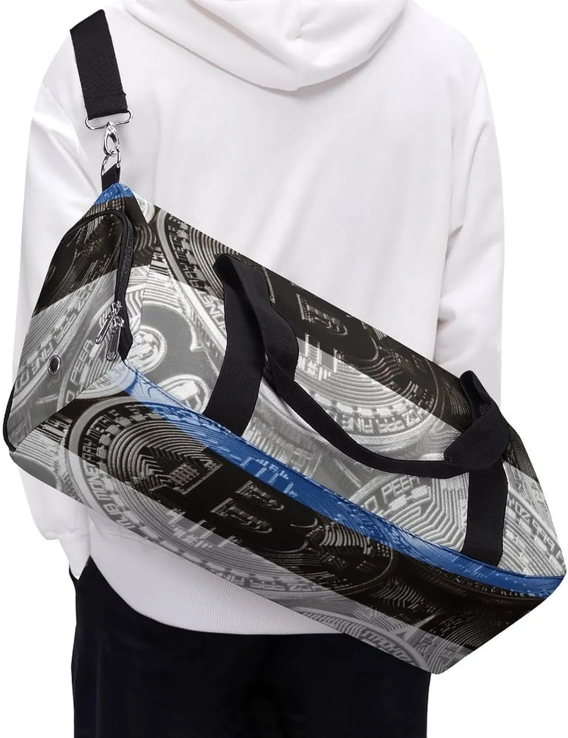 Travel Duffel with Estonia Flag Bitcoin Shoe Compartment for Gym Beach and Sports