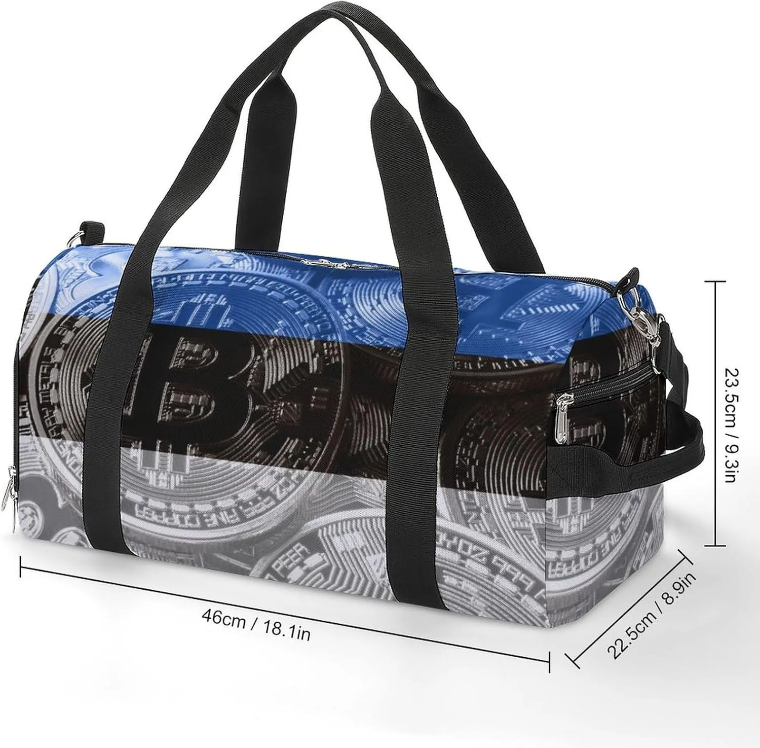 Travel Duffel with Estonia Flag Bitcoin Shoe Compartment for Gym Beach and Sports
