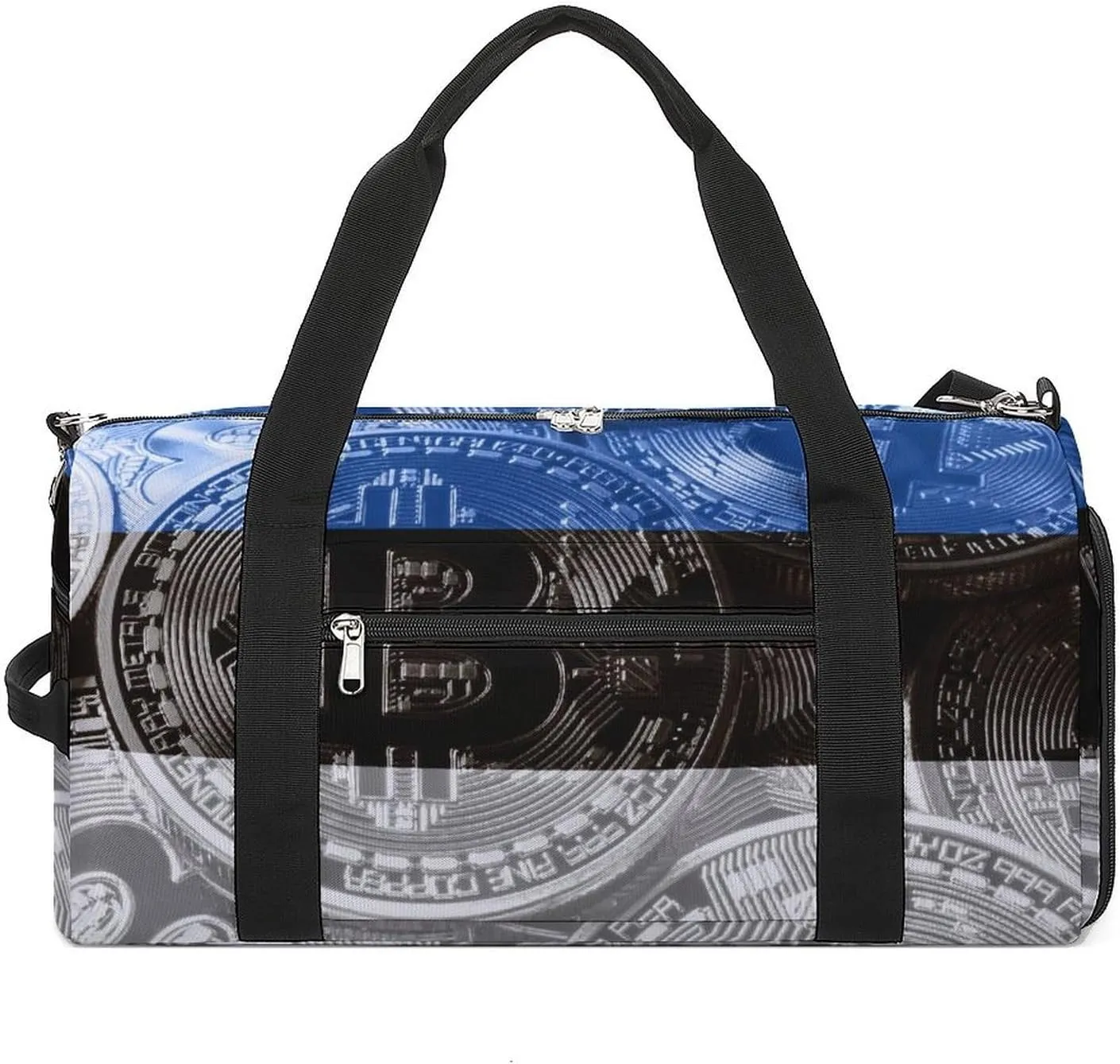 Travel Duffel with Estonia Flag Bitcoin Shoe Compartment for Gym Beach and Sports