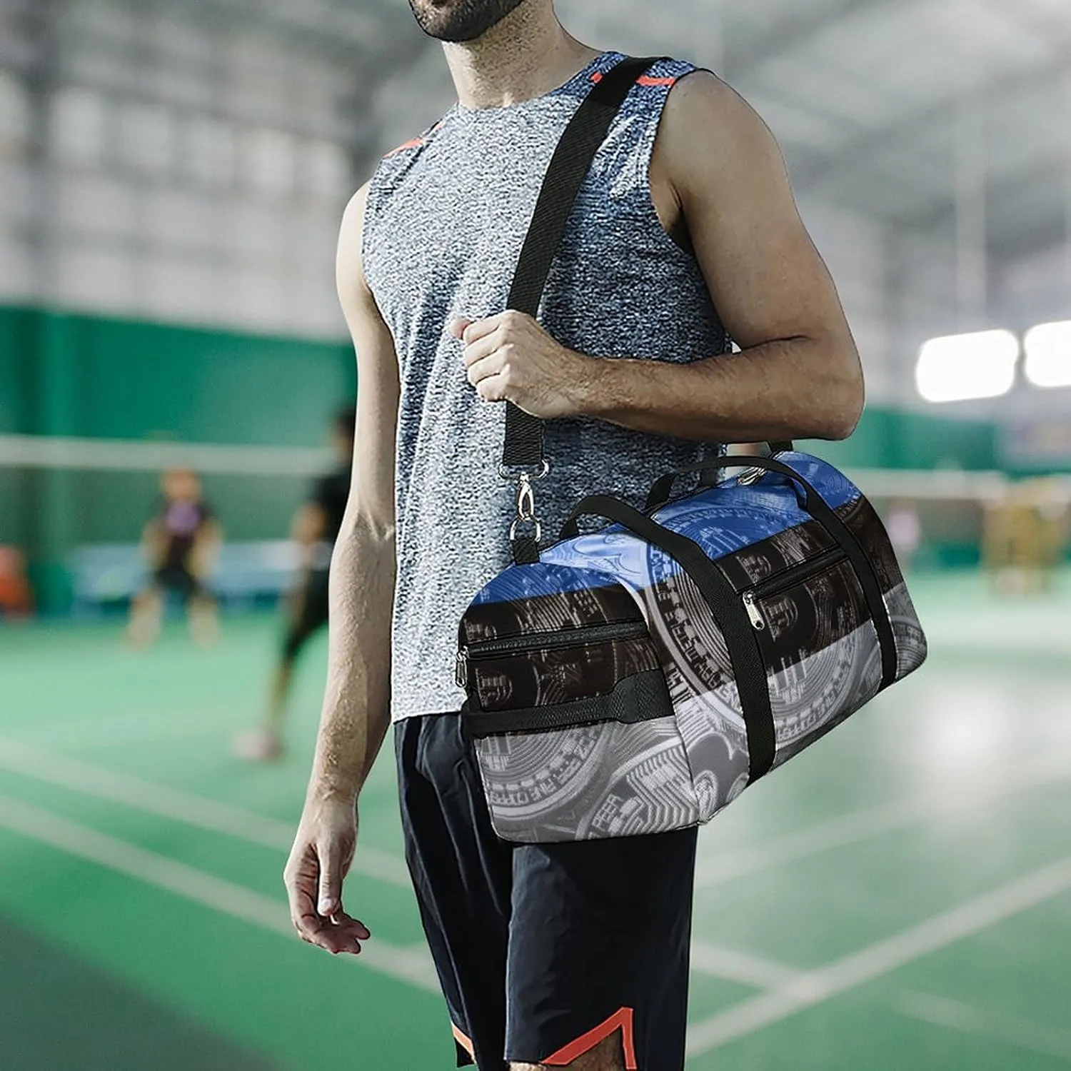 Travel Duffel with Estonia Flag Bitcoin Shoe Compartment for Gym Beach and Sports
