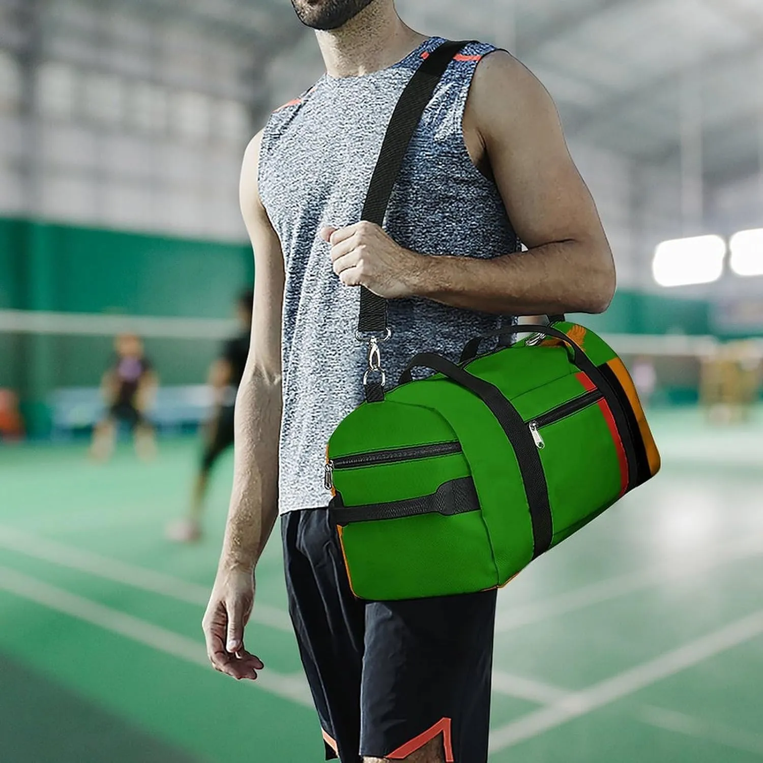 Travel Duffel with Zambia Flag for Men Women Shoe Compartment Sports Bag