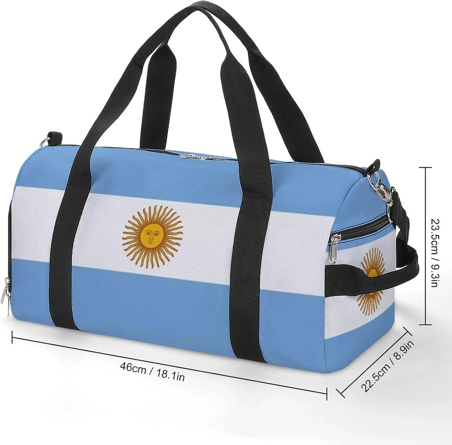 Travel Gym Bag with Argentina Flag for Men Women Weekender Shoe Compartment
