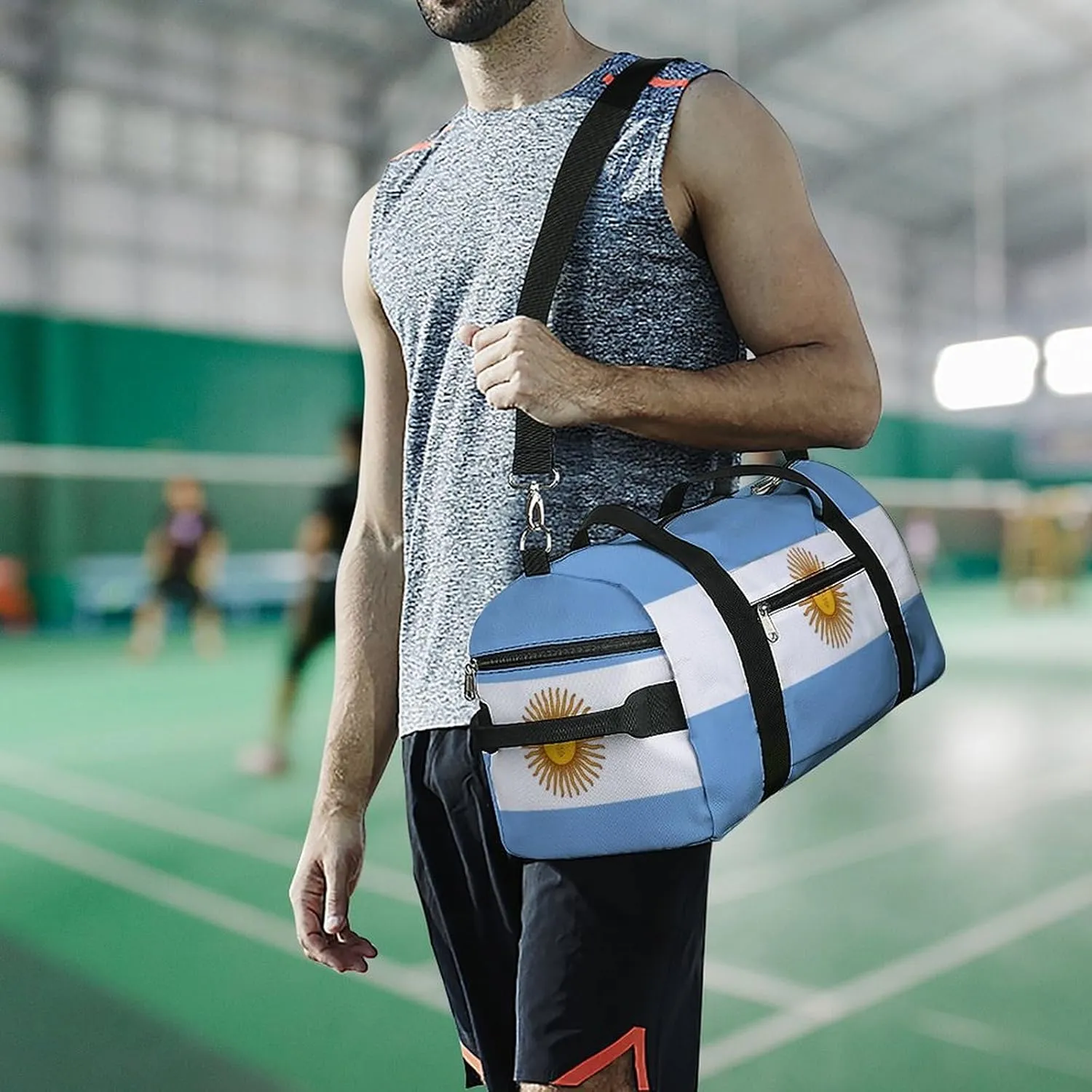 Travel Gym Bag with Argentina Flag for Men Women Weekender Shoe Compartment