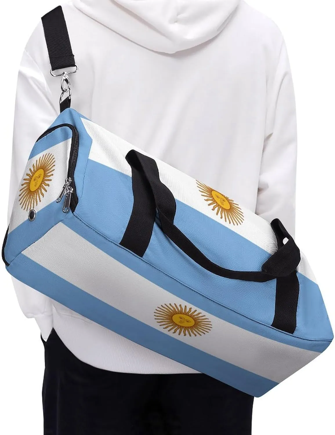 Travel Gym Bag with Argentina Flag for Men Women Weekender Shoe Compartment