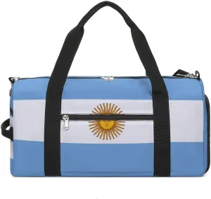Travel Gym Bag with Argentina Flag for Men Women Weekender Shoe Compartment