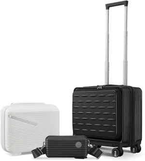 Travel with Ease using Lightweight 18" Carry-On Luggage, Front Open Door & Laptop, TSA Lock, Black