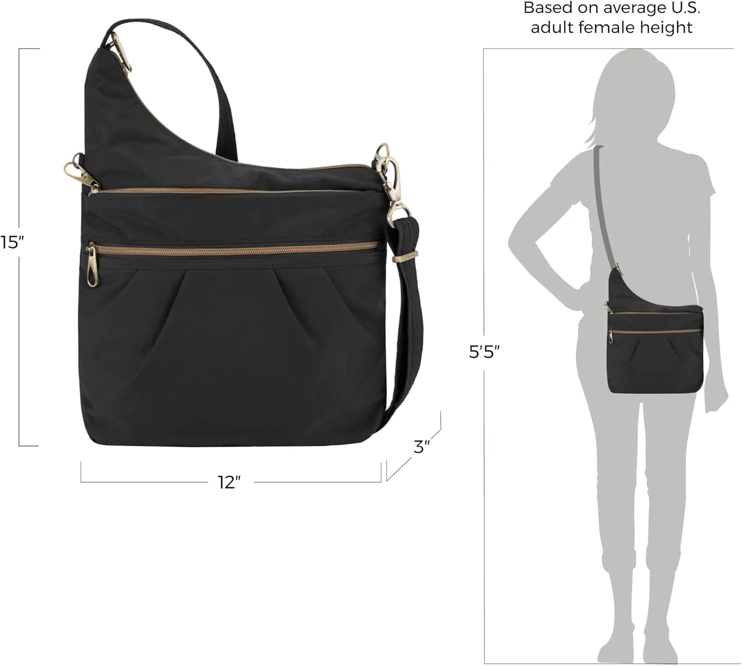 Travelon Anti-Theft Signature 3 Compartment Crossbody Bag