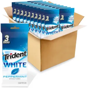 Trident White Peppermint Sugar Free Gum, 60 Packs of 16 Pieces (960 Total Pieces)