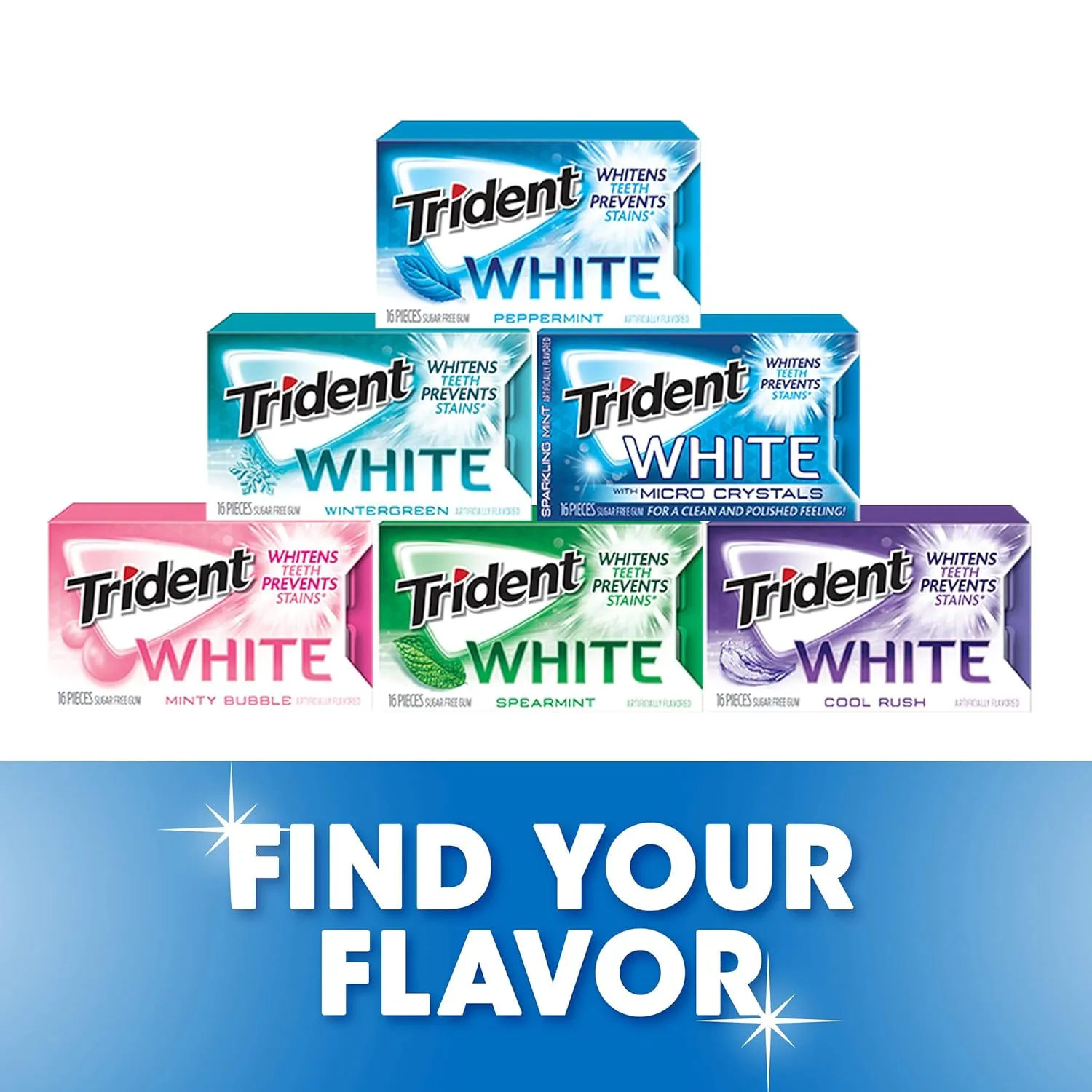 Trident White Peppermint Sugar Free Gum, 60 Packs of 16 Pieces (960 Total Pieces)