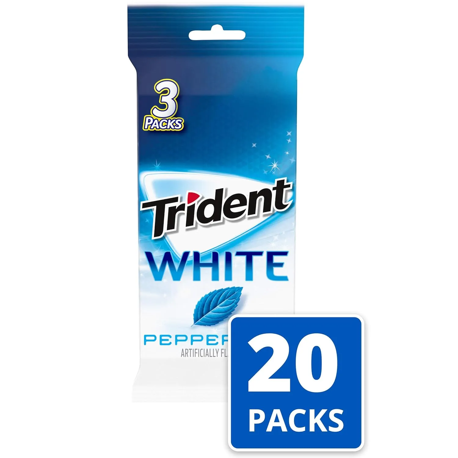 Trident White Peppermint Sugar Free Gum, 60 Packs of 16 Pieces (960 Total Pieces)