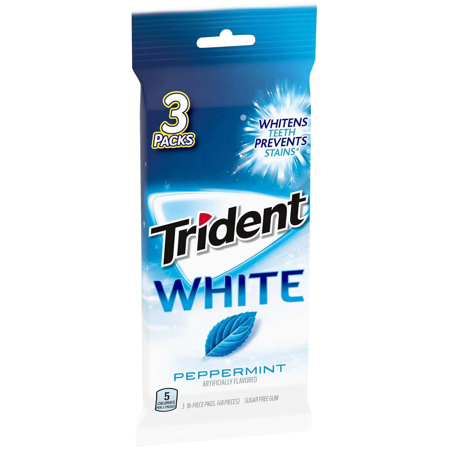 Trident White Peppermint Sugar Free Gum, 60 Packs of 16 Pieces (960 Total Pieces)